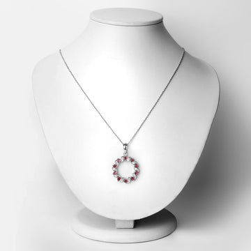 1.30 Carat Genuine Pink Tourmaline and White Topaz .925 Sterling Silver Pendant